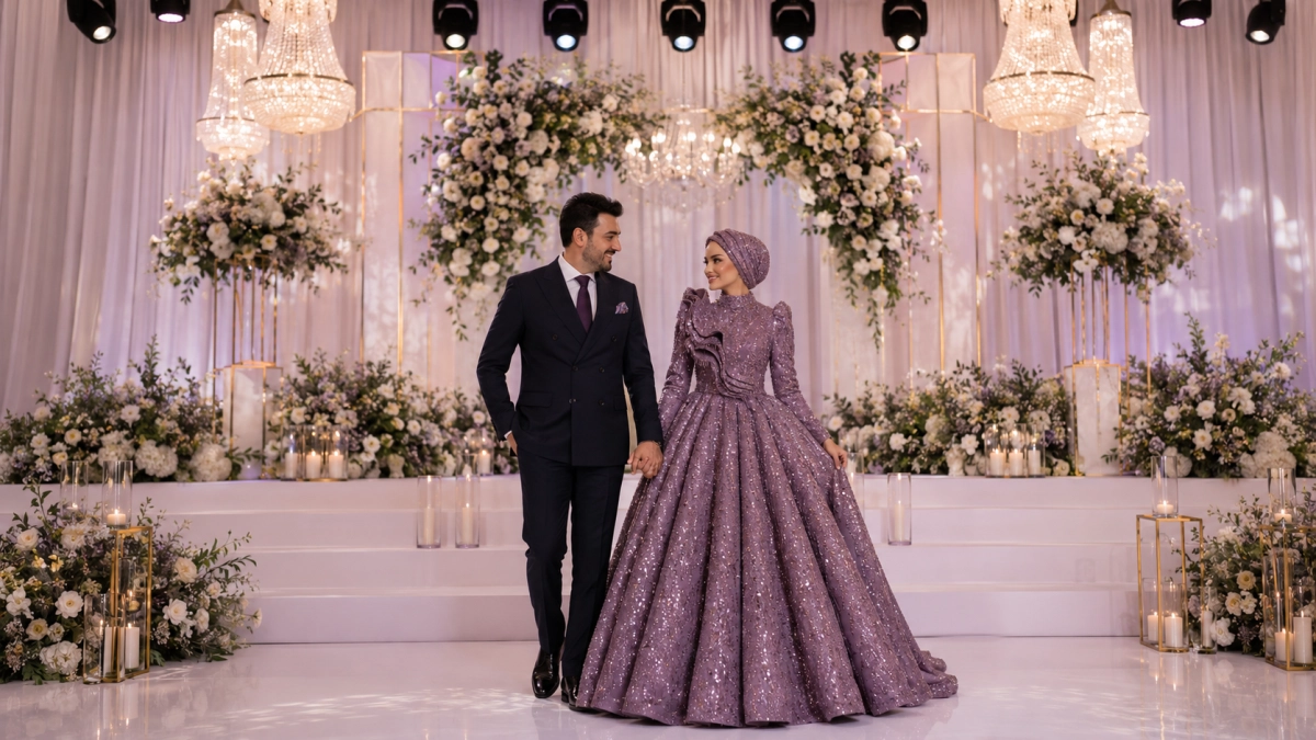 Ev nişanı ve salon nişanı için zarif kombin dengesi